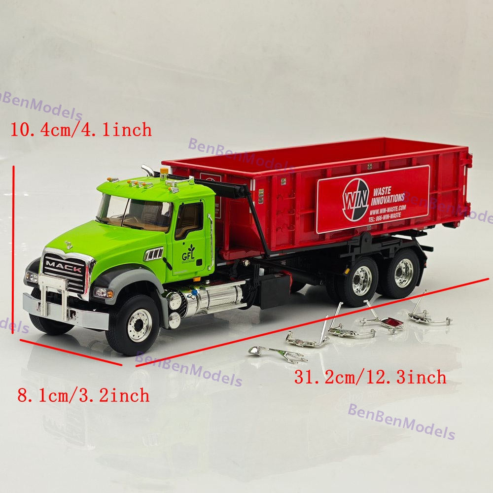 1/34 FIRST GEAR Mack Granite MP with Ribbed Roll-Off Container DIECAST 10-4298