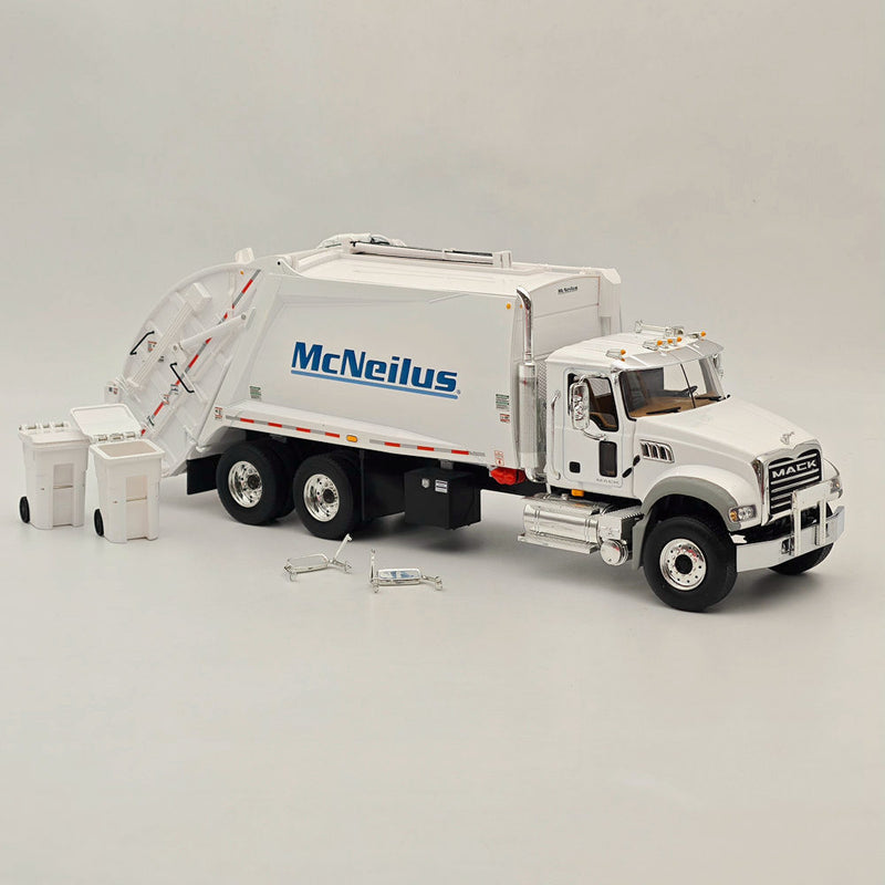 FIRST GEAR 1/34 Mack Granite W/McNeilus Rear Load Refuse Body with Trash Carts White 10-4295 DIECAST Model Truck Collection