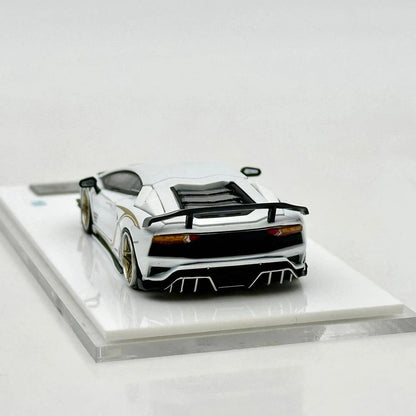 Rotating Wheel 1/64 Aventador S Rowen Supercar White Diecast Alloy Collectible Model Car