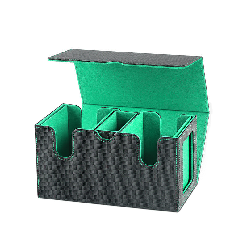 Dual Grid Magnetic Flip Card Box Grid Texture PU Card Holder Portable Trading Card Organizer Storage Box