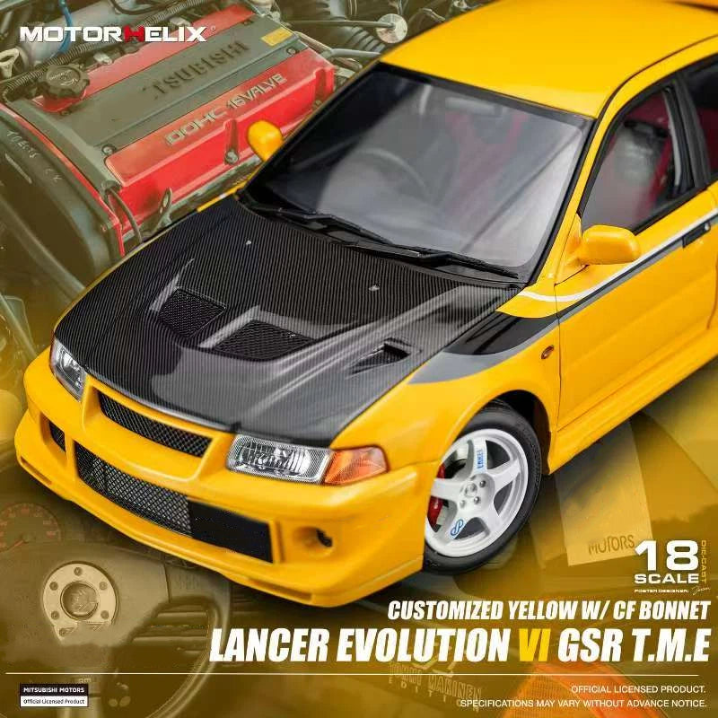 Pre-order MOTORHELIX 1:18 Lancer Evolution VI GSR T.M.E. (6.5) Full Opening Diecast Model Car