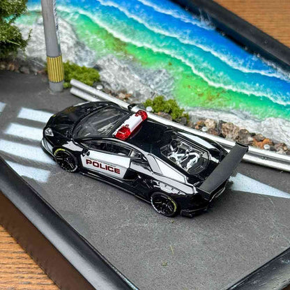 KING MODEL 1:64 Lamborghini LP700 Aventador Police Livery Alloy Diecast Car Model Hobby Collection Gifts