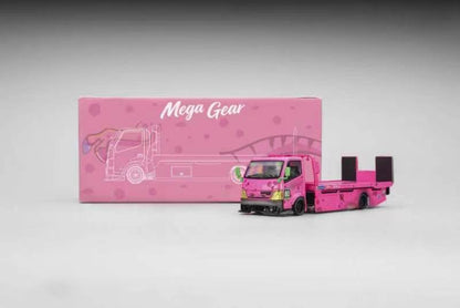 Pre-Order MEGA GEAR 1:64 Pink Green Dinosaur Custom Tow Truck Full Ground Trailer MG Alloy Model car