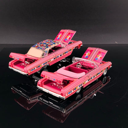 Fine Works FW 1:64 Impala Lowrider Gypsy Rose Painting Openable Convertible Adjustable Chassis Diecast Alloy Car Models Gifts