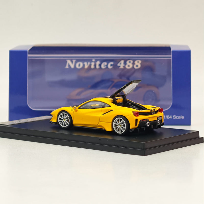 1:64 Ichilan Ferrari Novitec 488 Pista Yellow Super Racing Sports Model Diecast