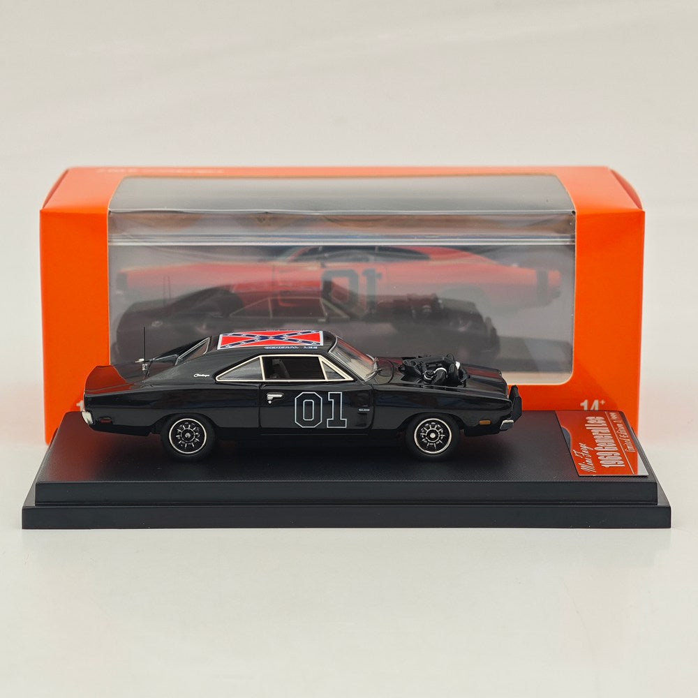 Mini Forge 1:64 1969 Charger General Lee Black with 1600 HP Twin-Turbo LS Diecast Motor