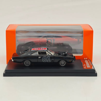 Mini Forge 1:64 1969 Charger General Lee Black with 1600 HP Twin-Turbo LS Diecast Motor