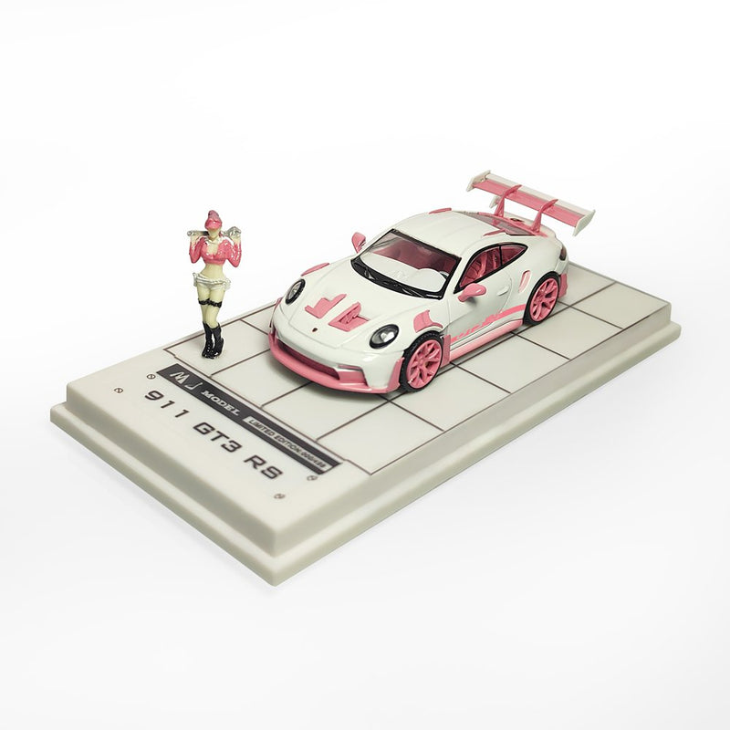 MJ 1:64 Porsche 911 992 GT3 RS Christmas Scene Diecast Toys Car Models Miniature Hobby Collection Gifts