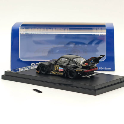 1:64 Street WARRIOR SW PORSCHE RWB 993 CHARLENE HIGH TAIL WING #96 Black Diecast