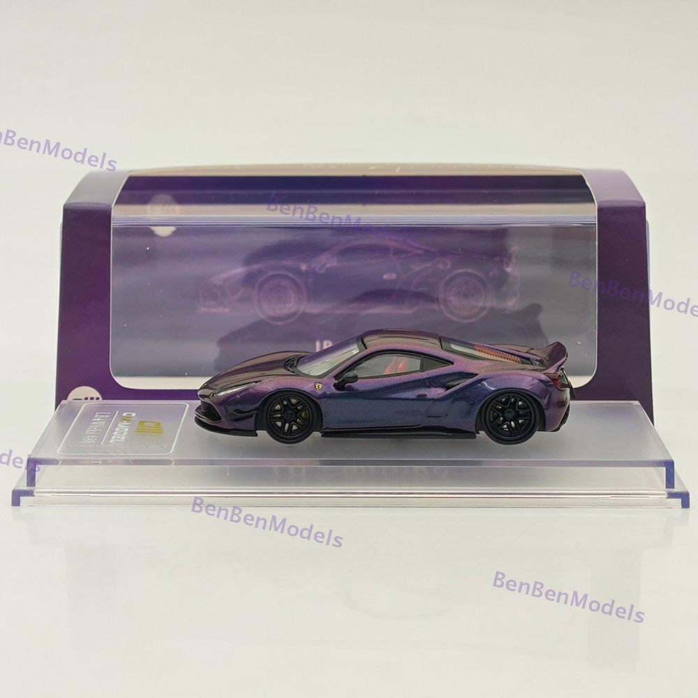 1:64 CM Ferrari LB 488 Widebody Purple Super Racing Sports Model Diecast Car