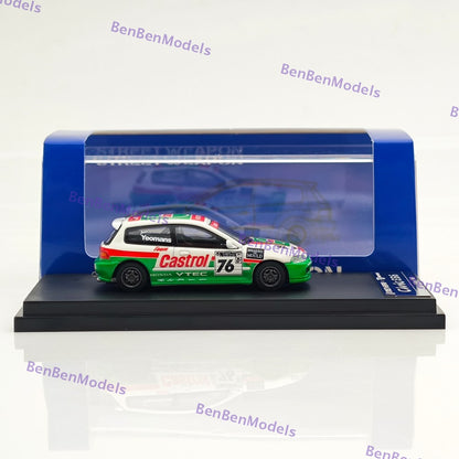 1:64 SW Civic EG6 Castrol Livery #76 Diecast Model Limited 499 Collectible Car