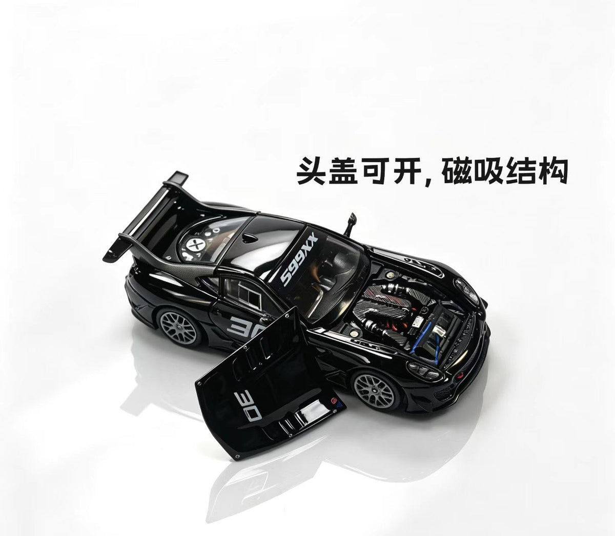 Rhino Model RM 1:64 599XX EVO Racing Sports Model Diecast Car Model Collection Gift with Openable Hood