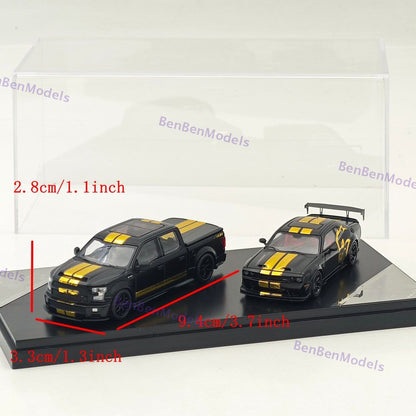 GT SHOW 1:64 Shelby F150 & Hellcat Black/Gold "American Power" livery Diecast Metal Limited Edition