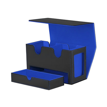 Magnetic PU Dual Slot Card Deck Box with Display Window & Detachable Dice Drawer for PTCG CCG OCG TCG