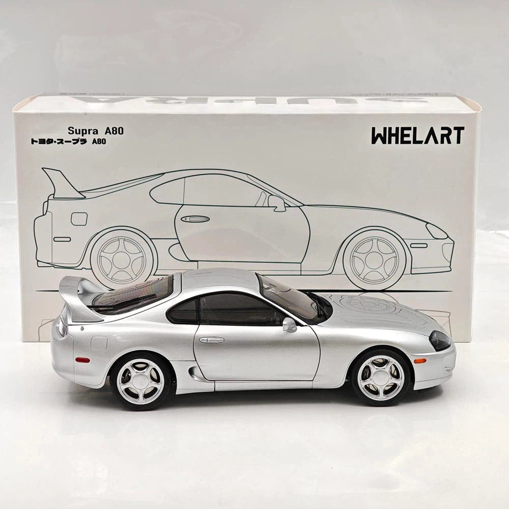 WHELART 1/18 Supra A80 RHD Silver Coupe Full-open type Diecast Model Car Limited Collection