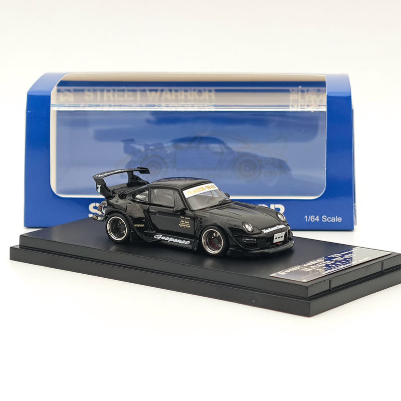 Street WARRIOR SW 1/64 Porsche RWB 993 Sport Car Diecast Model Car Limited Black