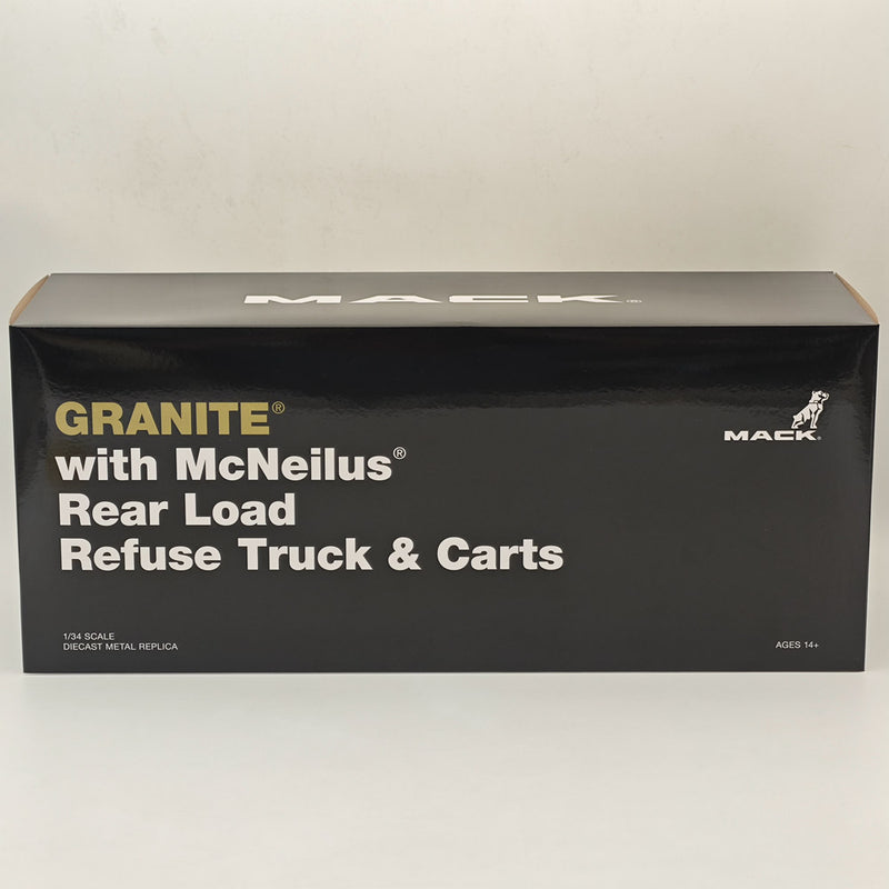 FIRST 1/34 Mack Granite MP Engine Series With McNeilus Refuse Truck & Carts