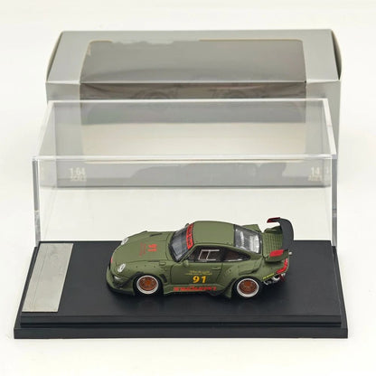 1:64 SW 993 911 #91 Matte Green Low & High Wing Diecast Model Car Collection