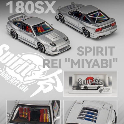 1/64 MT180SX Custom Aero Style Metallic Silver Alloy Diecast Hobby Display Model Gifts Toys