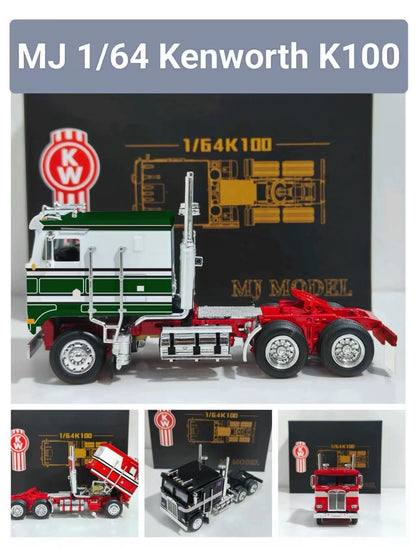 MJ 1:64 Kenworth K100 Diecast Alloy Truck Car Models Collectible Gifts Display Tractor
