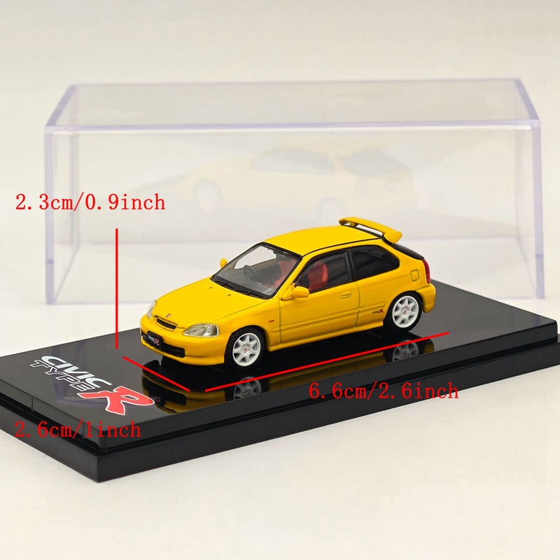 Hobby Japan 1/64 Honda CIVIC TYPE R (EK9)1997 Sunlight yellow HJ643016AY with Engine Diecast Models Car Collection