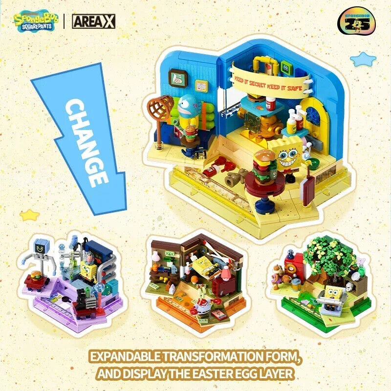 Spongebob Building Block Pineapple Restaurant Anchor House Tree House Room Brick