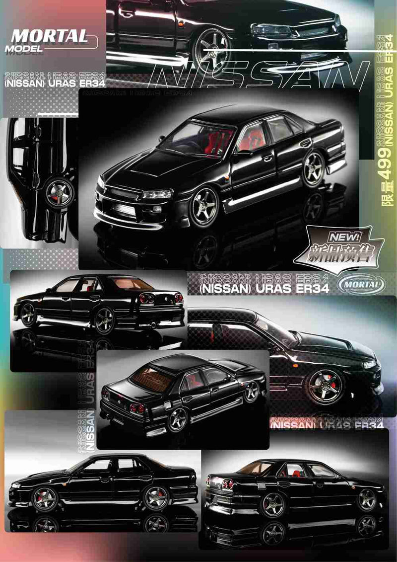 MORTAL 1/64 NISSAN SKYLINE URAS ER34 Miniature Diecast Toys Car Models Hobby Collection Gifts