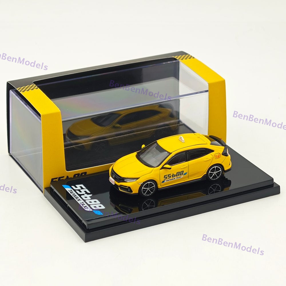 HobbyJapan 1:64 Honda Civic FK7 Hatchback Sports Taxi Model Yellow