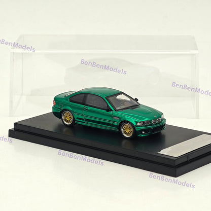 1:64 SW M3 E46 Chrome Green Coupe Racing Sports Model Diecast Metal Car Limited Collection