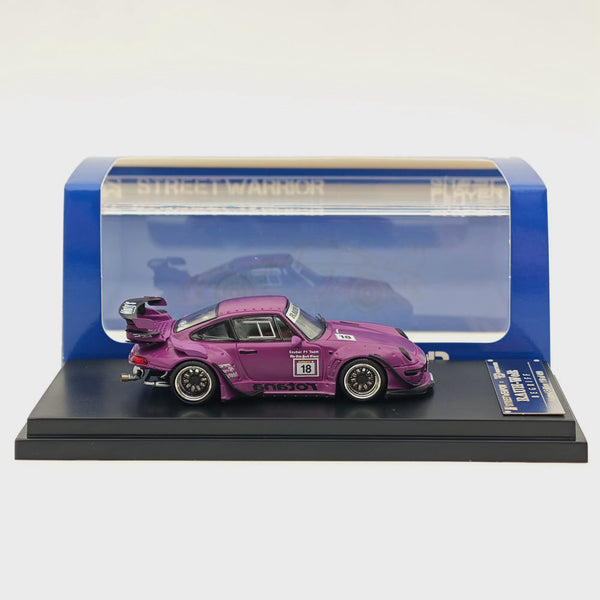 1:64 SW Purple 911 RWB 993 Apple #18 Racing Sports Model Diecast Metal Car