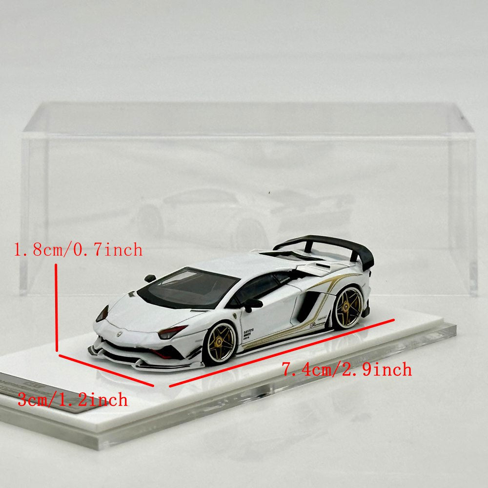 Rotating Wheel 1/64 Aventador S Rowen Supercar White Diecast Alloy Collectible Model Car