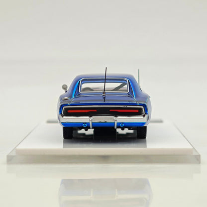 LS Model 1:64 Chargr 1969 Classic Muscle Car Chrome Purple&Chrome Illusion Edition Diecast Model Car Collection