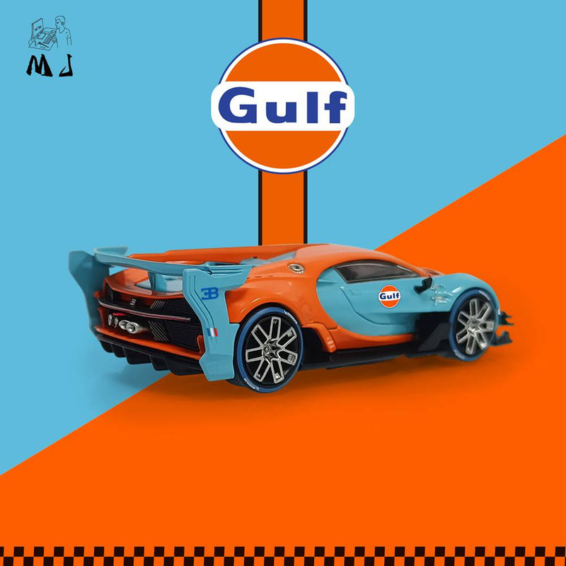 MJ 1:64 Bugatti Vison GT Gulf Miniature Diecast Toys Car Models Collection Gifts Limited Edition