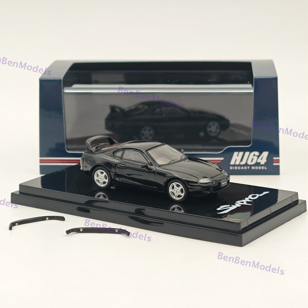 Hobby Japan 1/64 Toyota SUPRA RZ JZA80 with Active Spoiler Parts Black Diecast