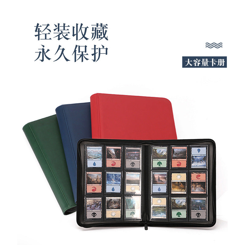 Multi Pocket PU Leather Zipper Card Album for PTCG CCG OCG TCG Sports Trading Cards Storage