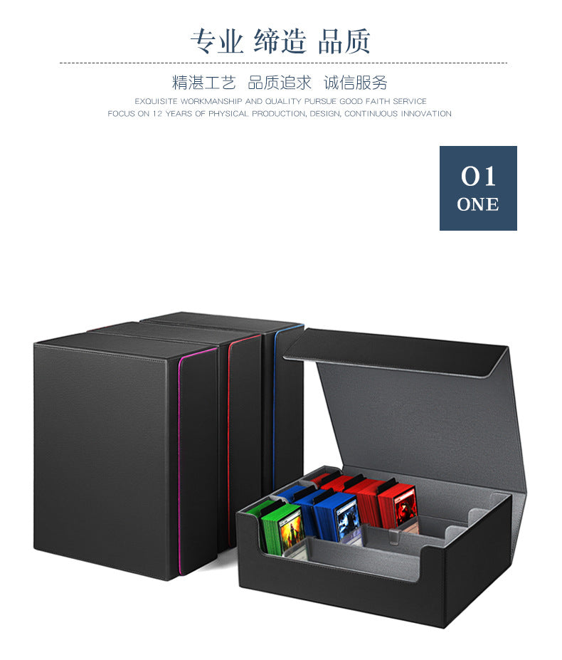 3 Grid PU Leather Magnetic Trading Card Storage Box 1800+ Cards with Separators