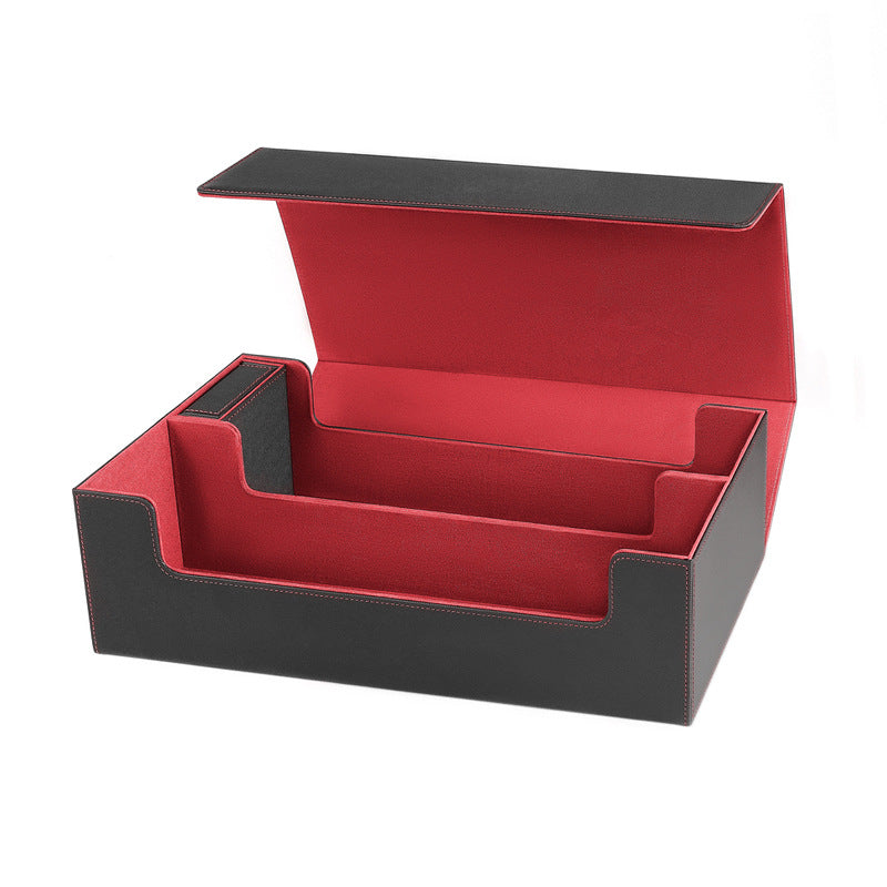 Large PU Leather TCG Deck Box Magnetic Closure, Removable Dice Tray & Card Slots