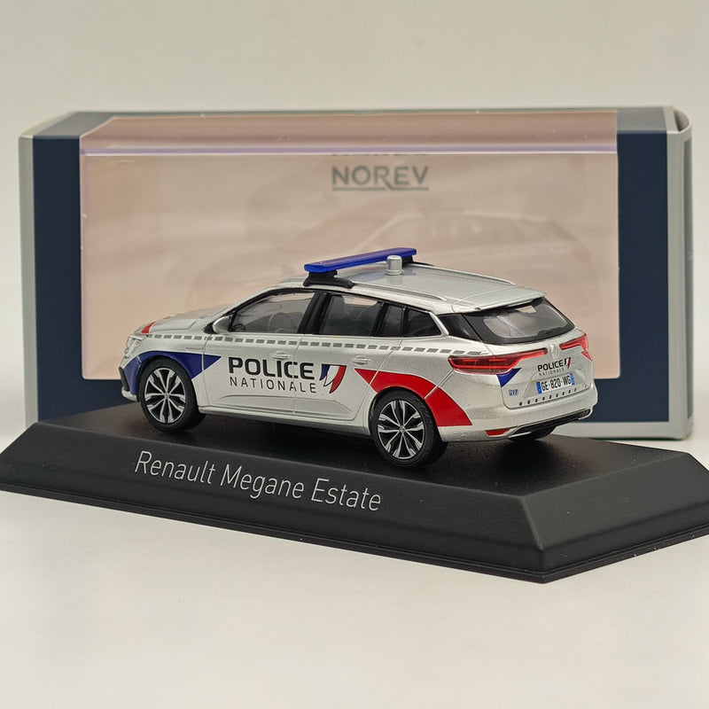 1/43 Norev Renault Megane Estate 2022 "Police Nationale" Silver Diecast Model