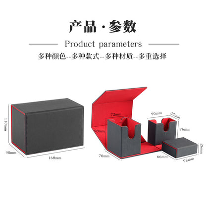 Portable Magnetic Flip Trading Card Box Grid Texture PU Leather Card Organizer Multi-function Game Card Storage Deck Case