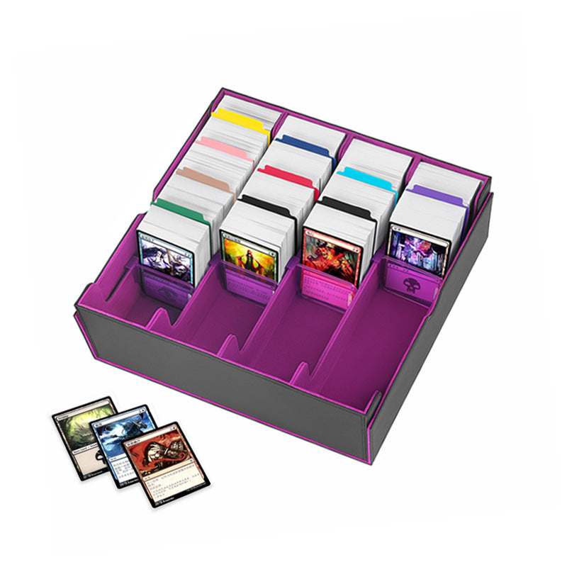 Large Capacity 4 Slot Magnetic PU Trading Card Storage Box Multi Compartment Organizer For TCG Collectible Cards