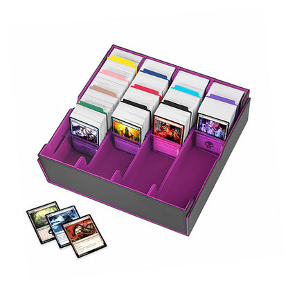Large Capacity 4 Slot Magnetic PU Trading Card Storage Box Multi Compartment Organizer For TCG Collectible Cards