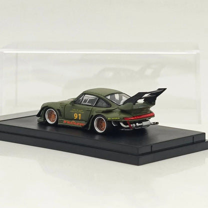 1:64 SW 993 911 #91 Matte Green Low & High Wing Diecast Model Car Collection