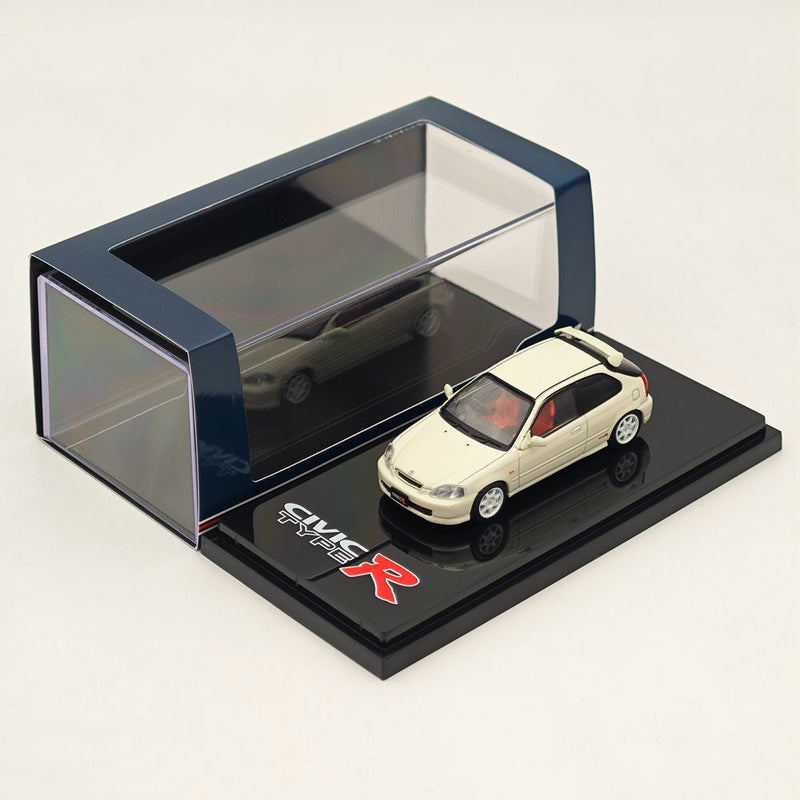 Hobby Japan 1:64 Honda CIVIC TYPE R (EK9) 1997 Championship White with Engine HJ643016AW Diecast Models Car Collection US