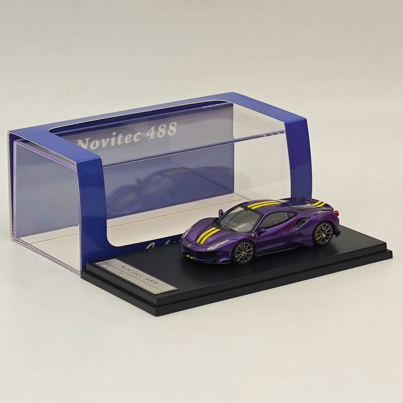 Ichilan 1:64 Ferrari Novitec 488 Pista Purple Super Racing Sports Model Diecast