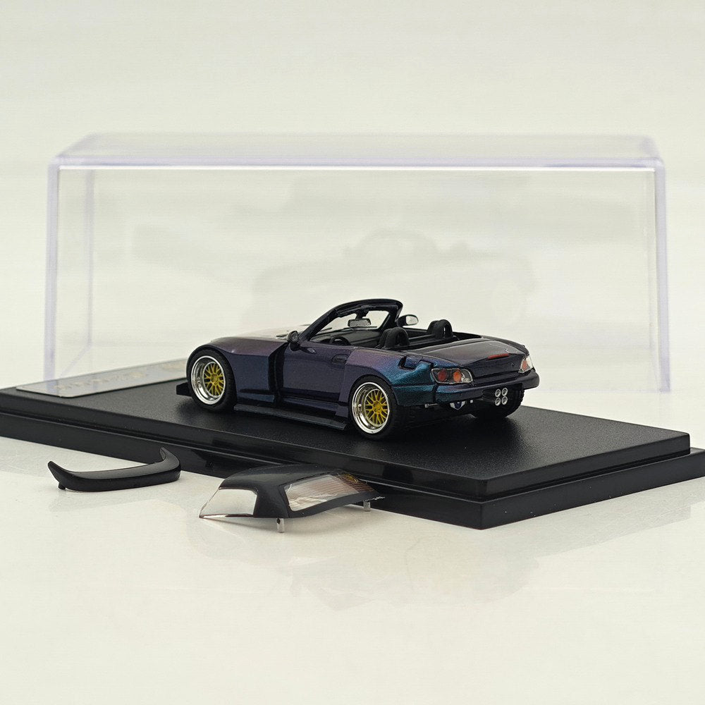Rhino Model RM 1:64 S2000 Color changing purple/Red Wide body modified convertible hardtop Diecast Model Car Collectible