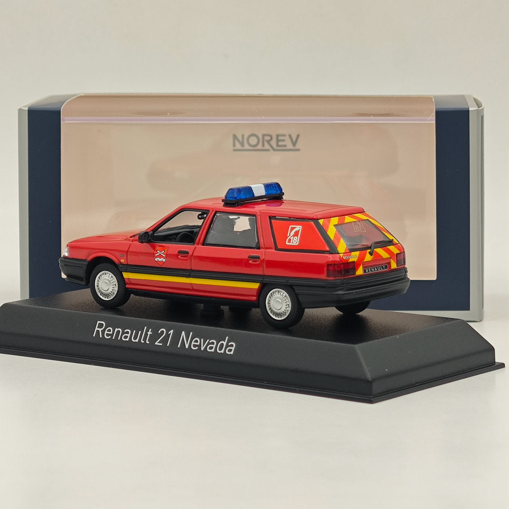 1/43 Norev Renault 21 Nevada 1991 Pompiers Pompiers-VTULE Modèle Moulé Sous Pression Rouge 