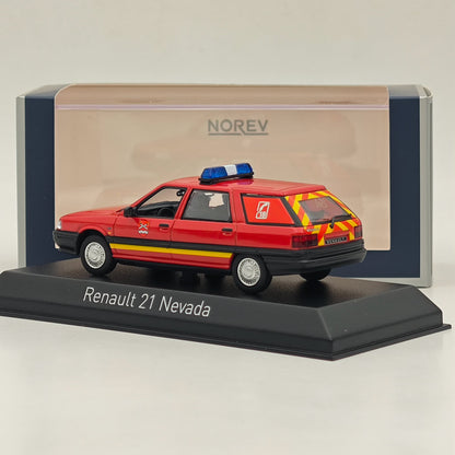 1/43 Norev Renault 21 Nevada 1991 Pompiers Pompiers-VTULE Modèle Moulé Sous Pression Rouge 