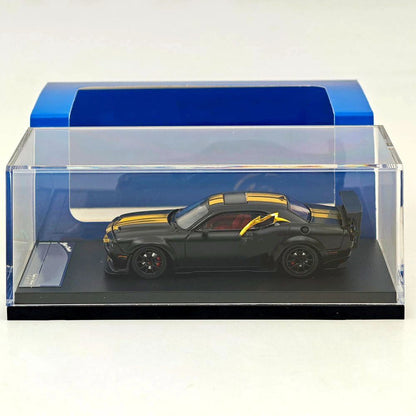 SH 1:64 Challengr Hellcat Widebody Matte Black Midnight Eclipse Openable Hood Limited Edition Diecast Model Car