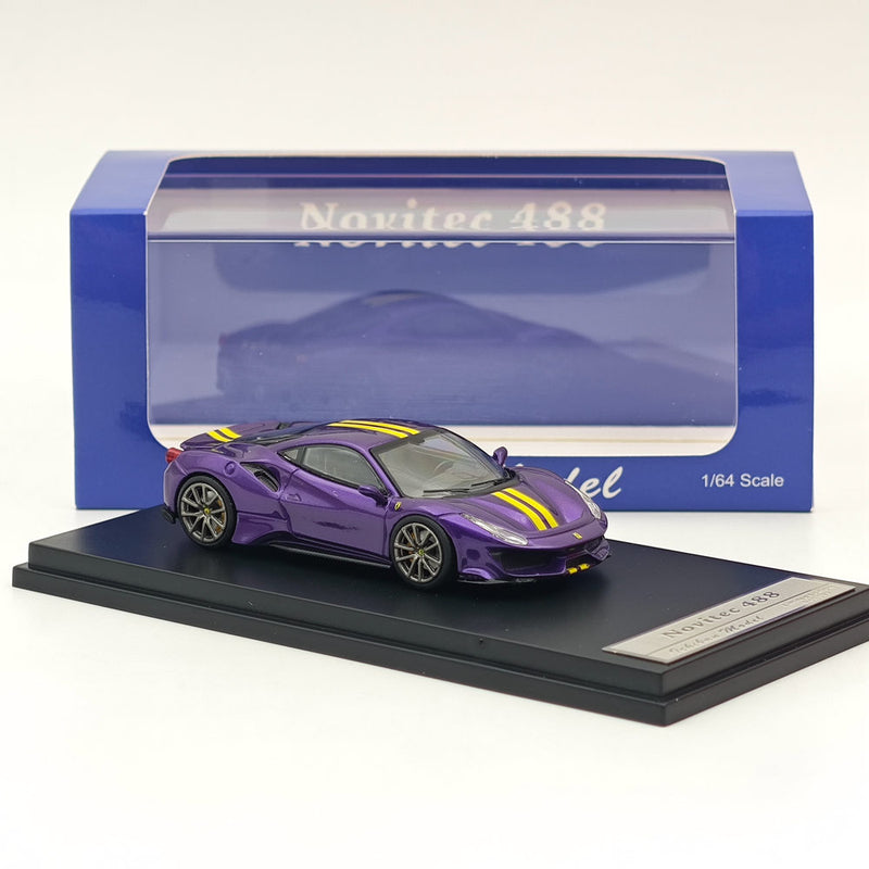 Ichilan 1:64 Ferrari Novitec 488 Pista Purple Super Racing Sports Model Diecast