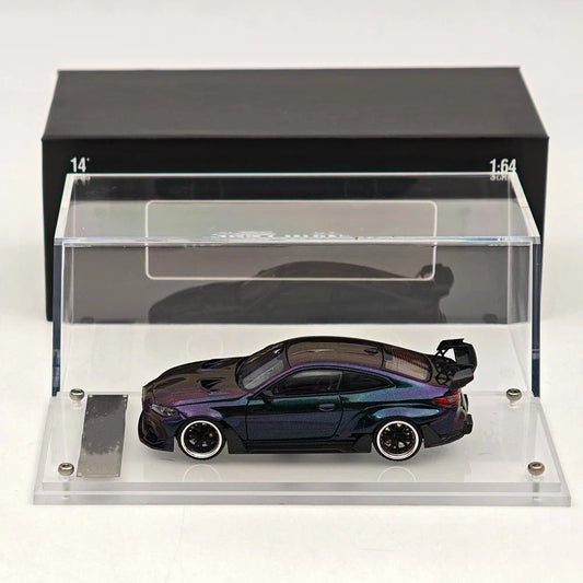 STREET WARRIOR SW 1:64 M4 Chameleon Magic Green Widebody Sports Model Diecast Metal Car Limited Collection